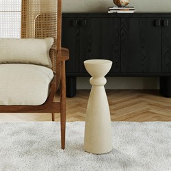 Arlen Modern Classic Beige Concrete Pedestal Round Outdoor Drink Table|