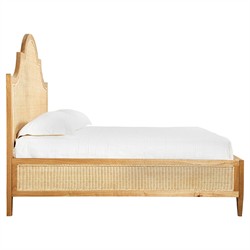 Allard Coastal Beach Brown Wood Natural Woven Rattan Bed - King|