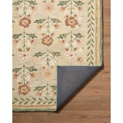 Floryn Updated Traditional Green Wool Floral Patterned Rug - 5'x7'6"|