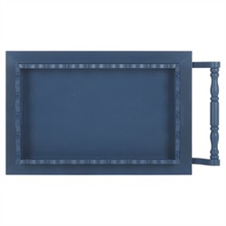 Melanie Updated Traditional Blue Pine Wood Scalloped Bar Cart|