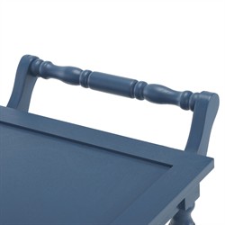 Melanie Updated Traditional Blue Pine Wood Scalloped Bar Cart|