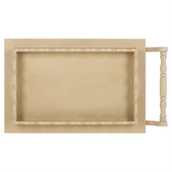 Melanie Updated Traditional Natural Pine Wood Scalloped Bar Cart|