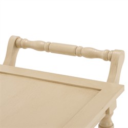 Melanie Updated Traditional Natural Pine Wood Scalloped Bar Cart|