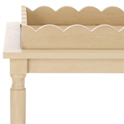 Melanie Updated Traditional Natural Pine Wood Scalloped Bar Cart|