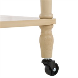 Melanie Updated Traditional Natural Pine Wood Scalloped Bar Cart|