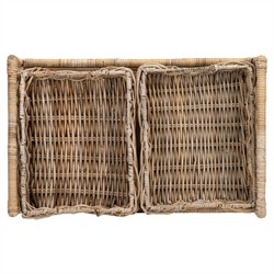 Selena Coastal Beach Grey Woven Rattan Bar Cart|