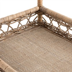 Selena Coastal Beach Grey Woven Rattan Bar Cart|