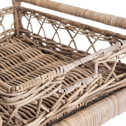 Selena Coastal Beach Grey Woven Rattan Bar Cart|