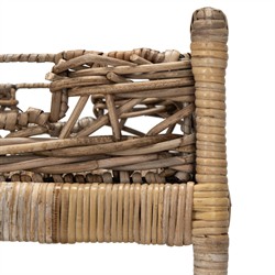 Selena Coastal Beach Grey Woven Rattan Bar Cart|