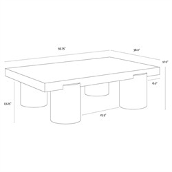 Philippa Modern Classic Cream Marble Brown Mango Wood Rectangular Coffee Table|