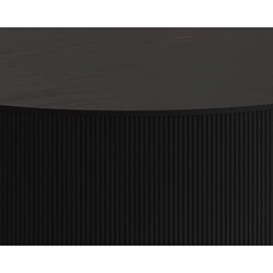 Palmerston Modern Black Oak Brushed Gold Steel Round Drum Coffee Table|