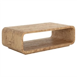 Alder Modern Classic Natural Burl Rectangular Coffee Table|