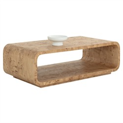 Alder Modern Classic Natural Burl Rectangular Coffee Table|
