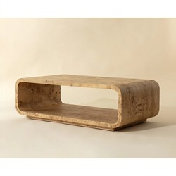 Alder Modern Classic Natural Burl Rectangular Coffee Table|