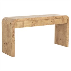 Alder Modern Classic Natural Burl Rectangular Console Table|