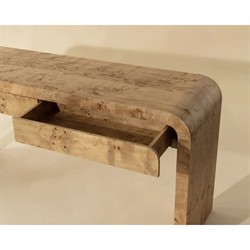 Alder Modern Classic Natural Burl Rectangular Console Table|