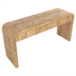 Alder Modern Classic Natural Burl Rectangular Console Table|