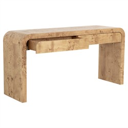 Alder Modern Classic Natural Burl Rectangular Console Table|
