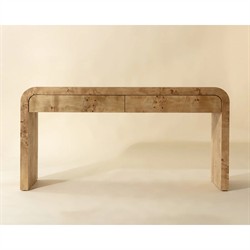 Alder Modern Classic Natural Burl Rectangular Console Table|