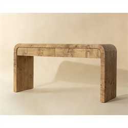 Alder Modern Classic Natural Burl Rectangular Console Table|