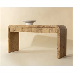 Alder Modern Classic Natural Burl Rectangular Console Table|