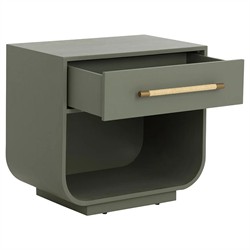 Ayelet Modern Classic Green Oak Nightstand|