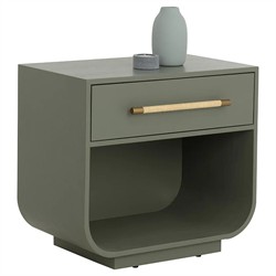 Ayelet Modern Classic Green Oak Nightstand|