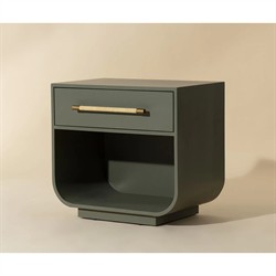 Ayelet Modern Classic Green Oak Nightstand|