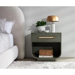 Ayelet Modern Classic Green Oak Nightstand|