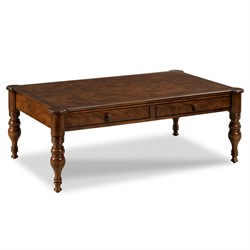 Nevis Updated Traditional Brown Wood Rectangular Storage Coffee Table|