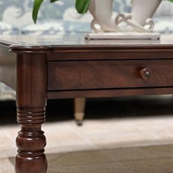 Nevis Updated Traditional Brown Wood Rectangular Storage Coffee Table|