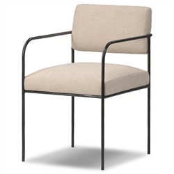 Faryn Modern Classic Cream Performance Iron Dining Arm Chair|