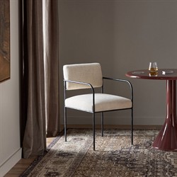 Faryn Modern Classic Cream Performance Iron Dining Arm Chair|