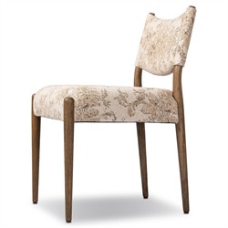 Odelia Modern Classic Beige Printed Oak Wood Dining Chair|