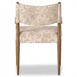 Odelia Modern Classic Beige Printed Oak Wood Dining Arm Chair|