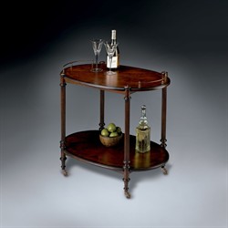 Quincy Updated Traditional Dark Brown Wood Bar Cart|