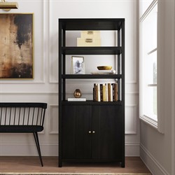 Shay Modern Classic Coffee Brown Wood Bookcase|