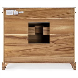 Eileen Updated Traditional White Marble Brown Wood Vanity Sink - 42"|