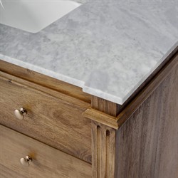 Eileen Updated Traditional White Marble Brown Wood Vanity Sink - 42"|
