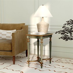 Zahra French Country Green Wood Side Table|