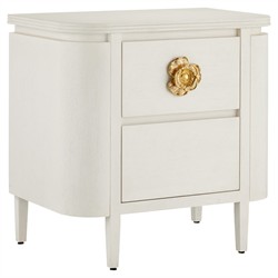 Sazana Modern Classic White Oak Demilune Nightstand|