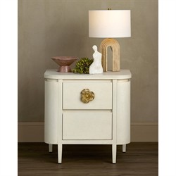 Sazana Modern Classic White Oak Demilune Nightstand|
