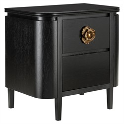 Sazana Modern Classic Black Oak Demilune Nightstand|