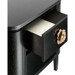 Sazana Modern Classic Black Oak Demilune Nightstand|