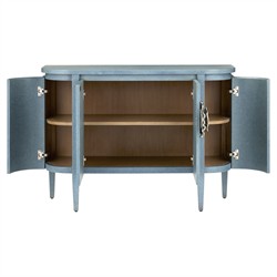 Sazana Modern Classic Blue Linen Oak Demilune Sideboard|
