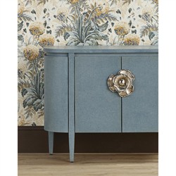 Sazana Modern Classic Blue Linen Oak Demilune Sideboard|