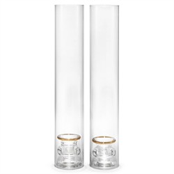 AERIN Sancia Traditional Gold Rim Glass Taper Candleholder with Sleeve - Set of 2|