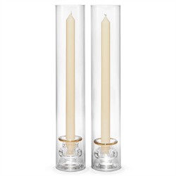 AERIN Sancia Traditional Gold Rim Glass Taper Candleholder with Sleeve - Set of 2|