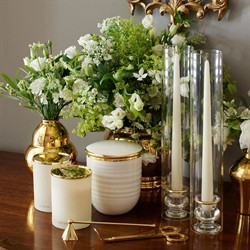 AERIN Sancia Traditional Gold Rim Glass Taper Candleholder with Sleeve - Set of 2|