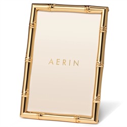AERIN Ava Coastal Beach Gold Brass Bamboo Photo Frame - 4x6|